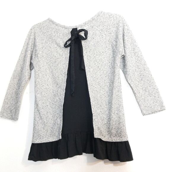 Kate & Mallory gray knit black insert tie back top S - Picture 5 of 10